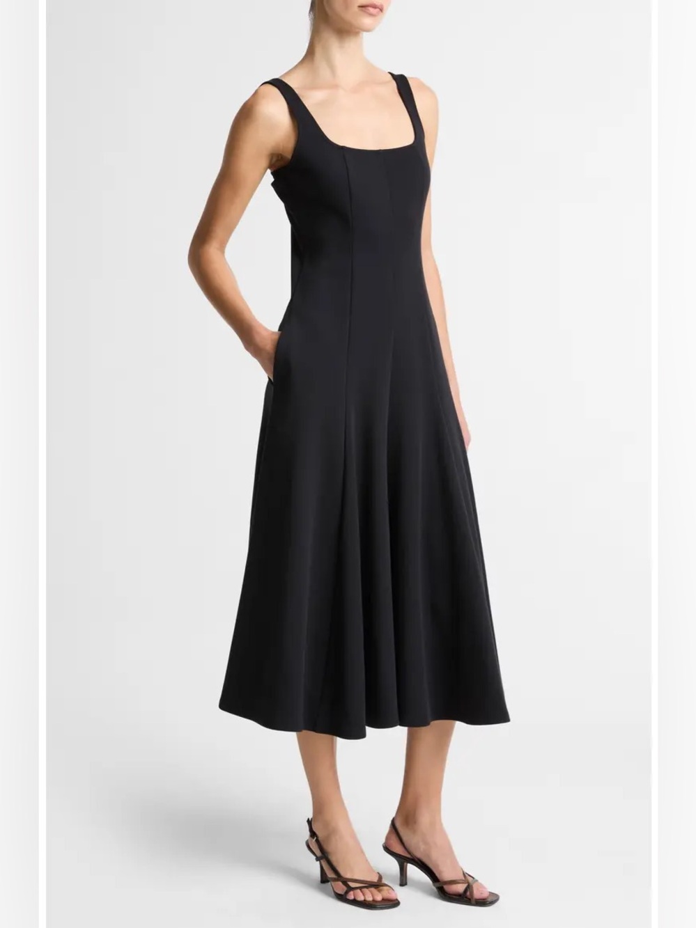 Grace Karin Black Square-Neck Midi Dress